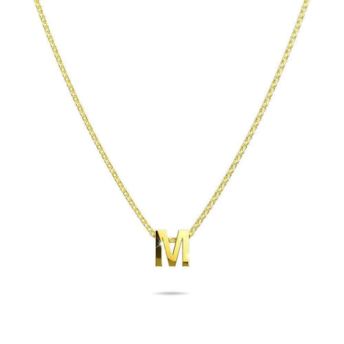 Initials Brick Alphabet Letter Necklace Gold Layered Steel Jewellery